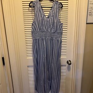 Old Navy Blue and White Striped Maxi Dress